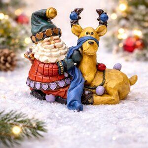 Santa & Reindeer Stocking Holder Mantel Christmas Decor